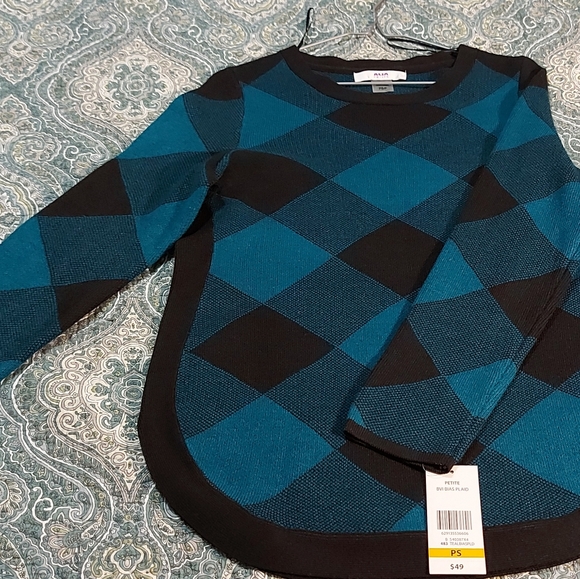 Alia Checkered Black and Blue Top - Picture 2 of 3